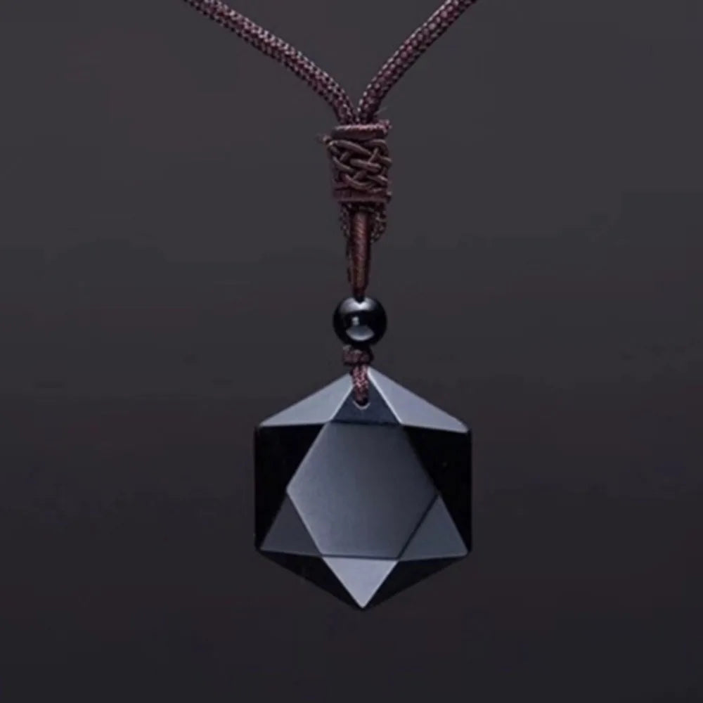 Colar pingente Obsidiana