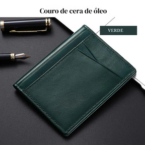 Carteira fina de couro genuíno