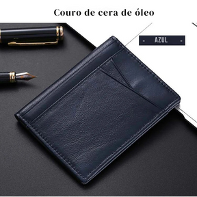 Carteira fina de couro genuíno