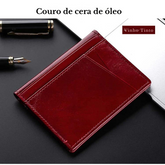 Carteira fina de couro genuíno